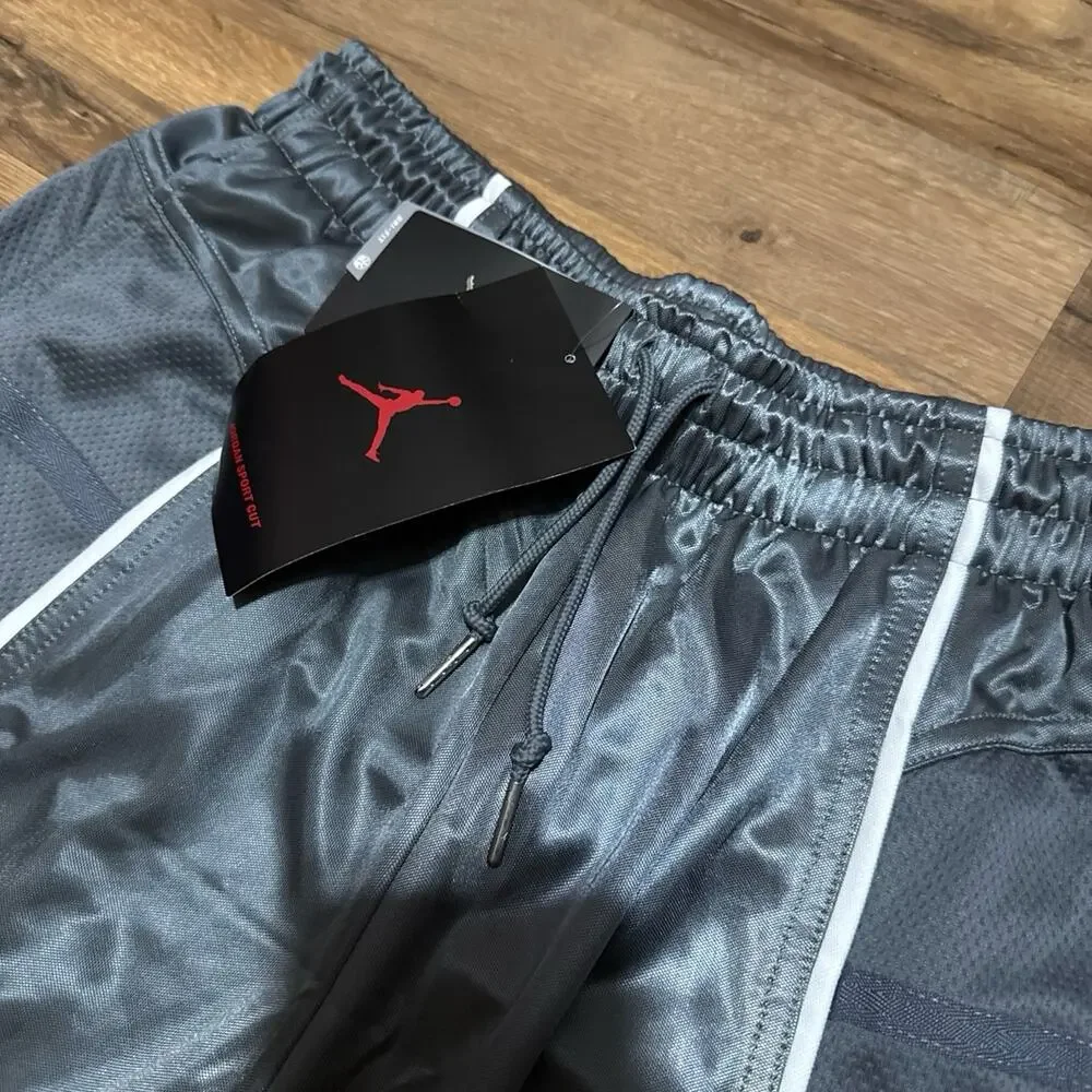 2010 Jordan Dri-Fit Grey White Silky Dazzle Shiny Basketball 395417-065 Shorts